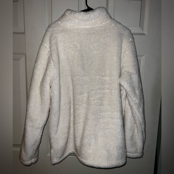 NWOT - Herizon 1X White Fleece Sherpa Pullover with Zipper Collar - Picture 3 of 3